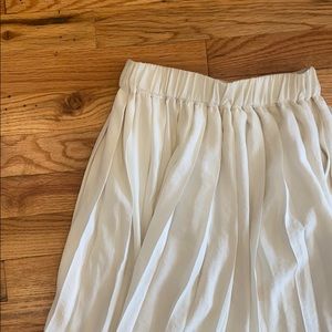 Cream pleated midi skirt